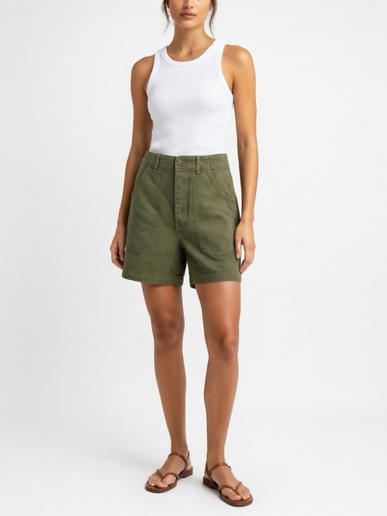 Citizens Of Humanity Pants - Citizens of Humanity High-Rise Utility Shorts Olive Green